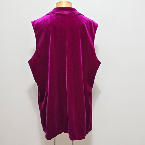 Coldwater Creek Velvet Vest Women 22 Magenta Sleeveless Jacket Holiday Glam Boho - Picture 4 of 16